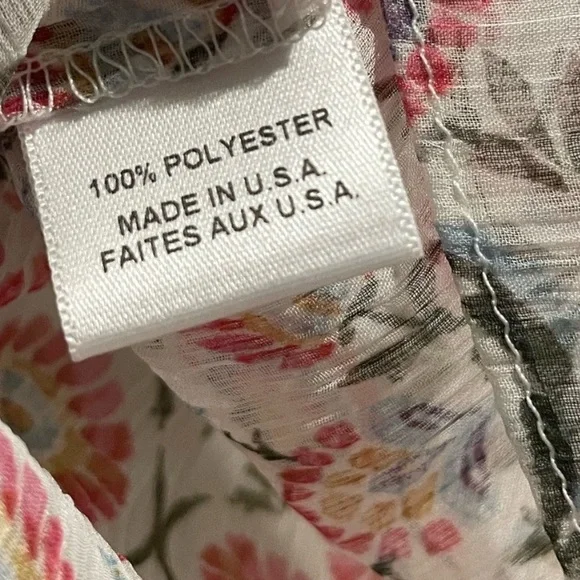 MISA Basia Sheer Chiffon Blockprint Flutter Sleeve Tassel Tie Split Neck Top - Picture 6 of 7